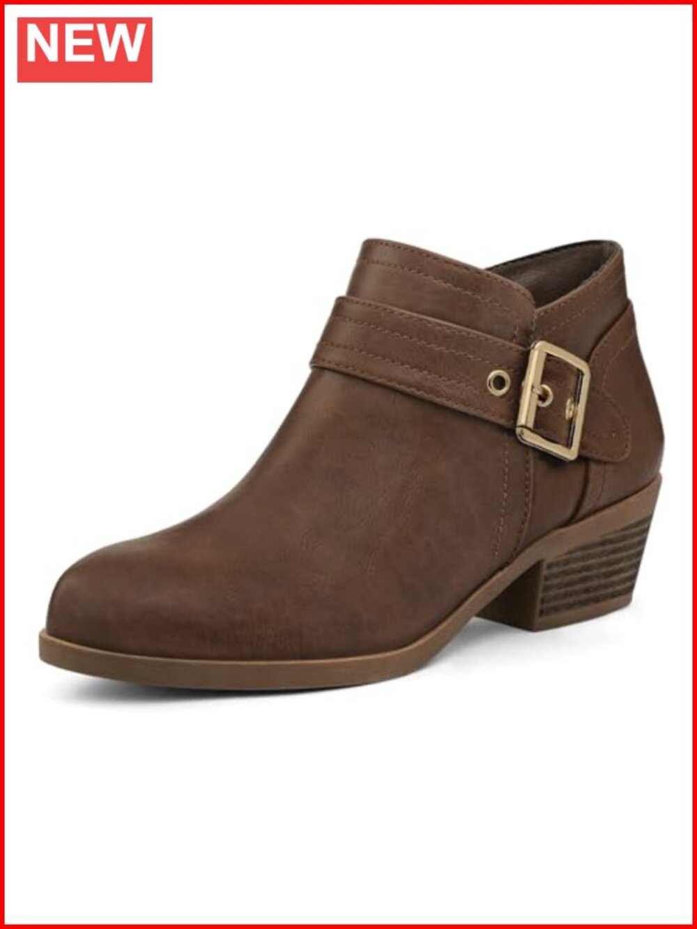 Women's Ankle Boots Low Chunky Block Heel Side Zipper PU Booties